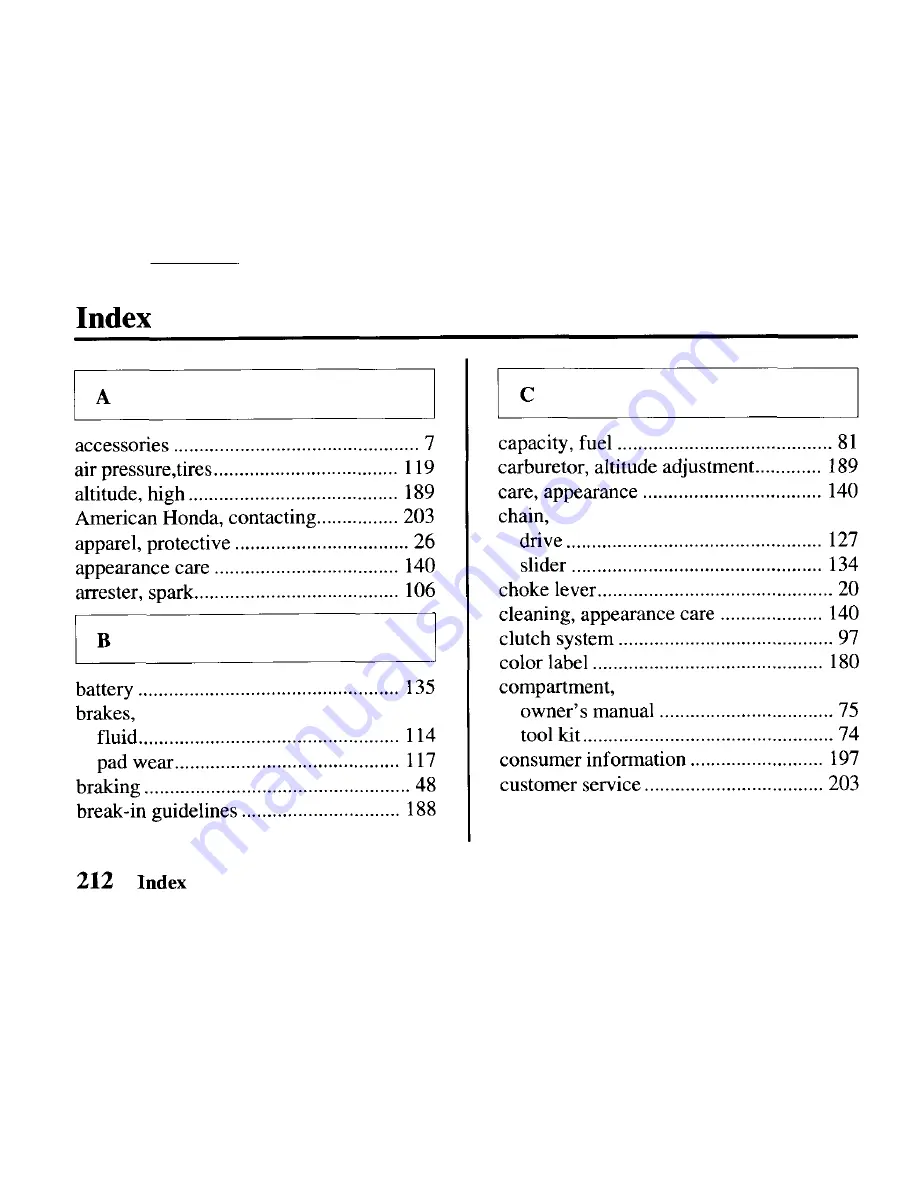 Honda XR650L Owner'S Manual Download Page 220