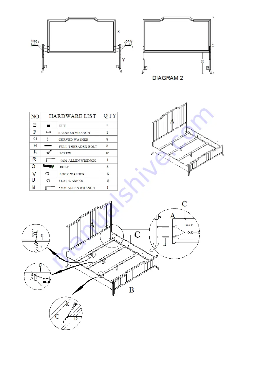 Hooker Furniture 5/0 Panel Headboard 1620-90351-LTBR Assembly Instruction Download Page 2