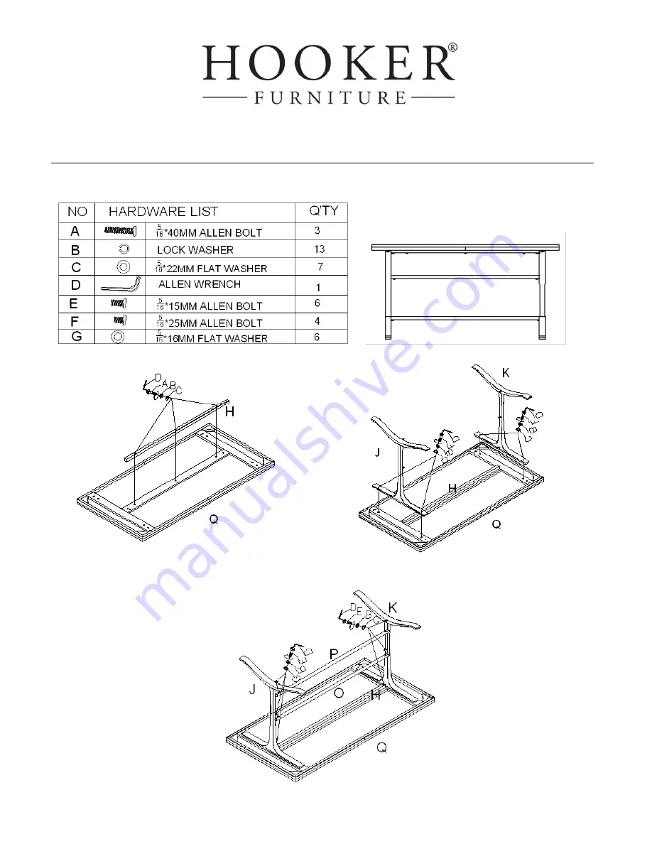 Hooker Furniture 5805-10458-85 Assembly Instruction Download Page 1