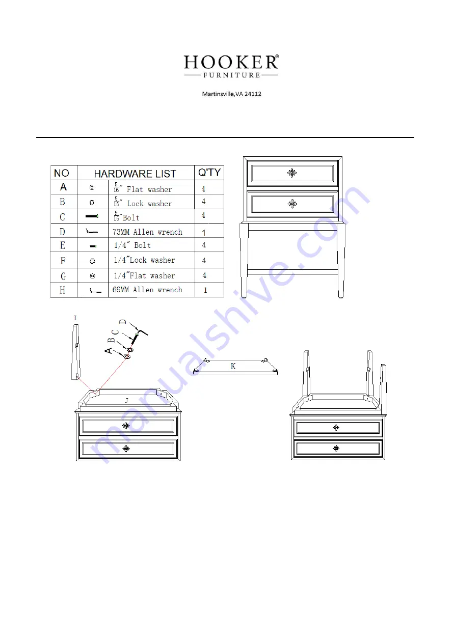 Hooker Furniture Petit Bijou 5875-90016-95 Assembly Instruction Download Page 1