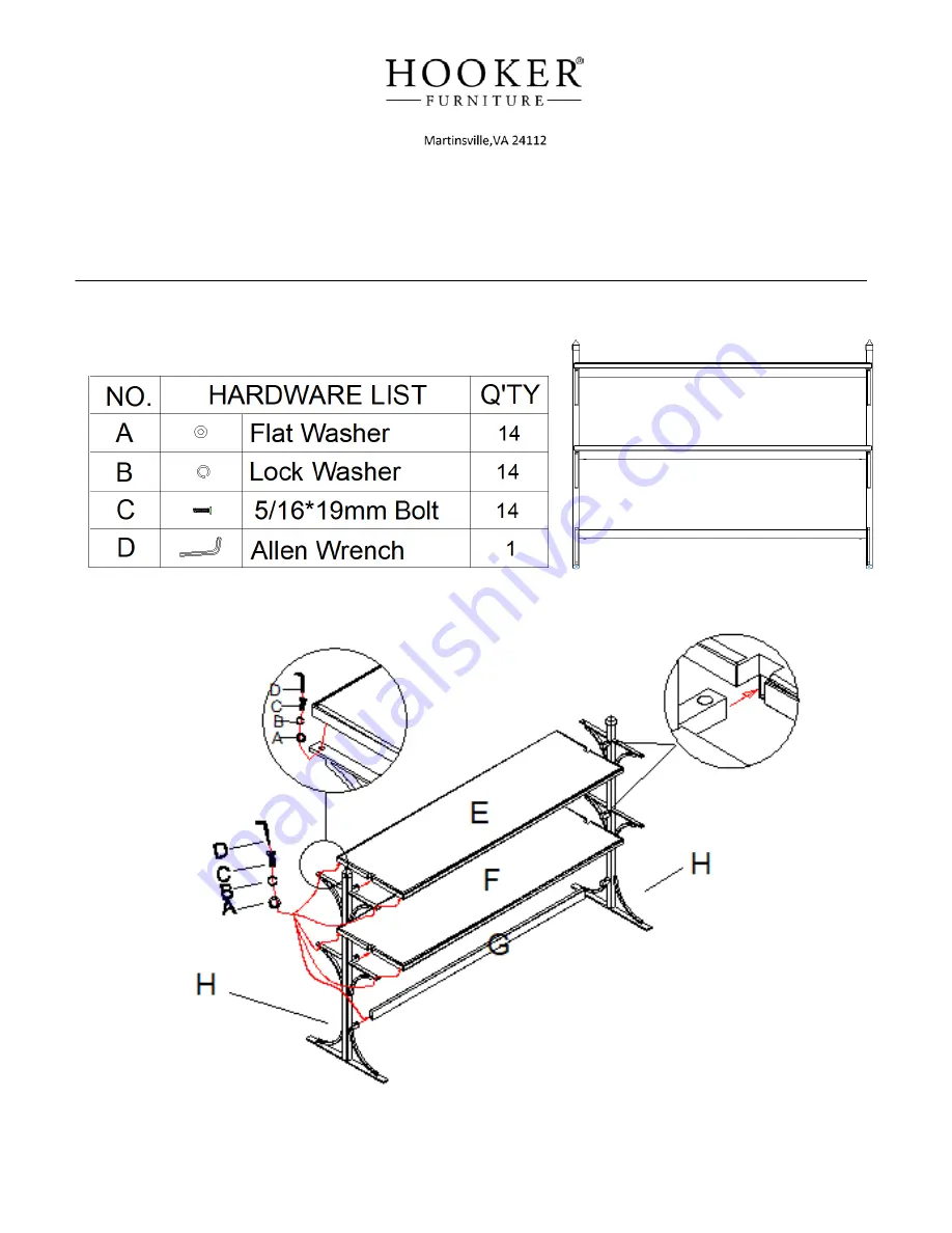 Hooker Furniture South 77 6960-85003-80 Assembly Instruction Download Page 1