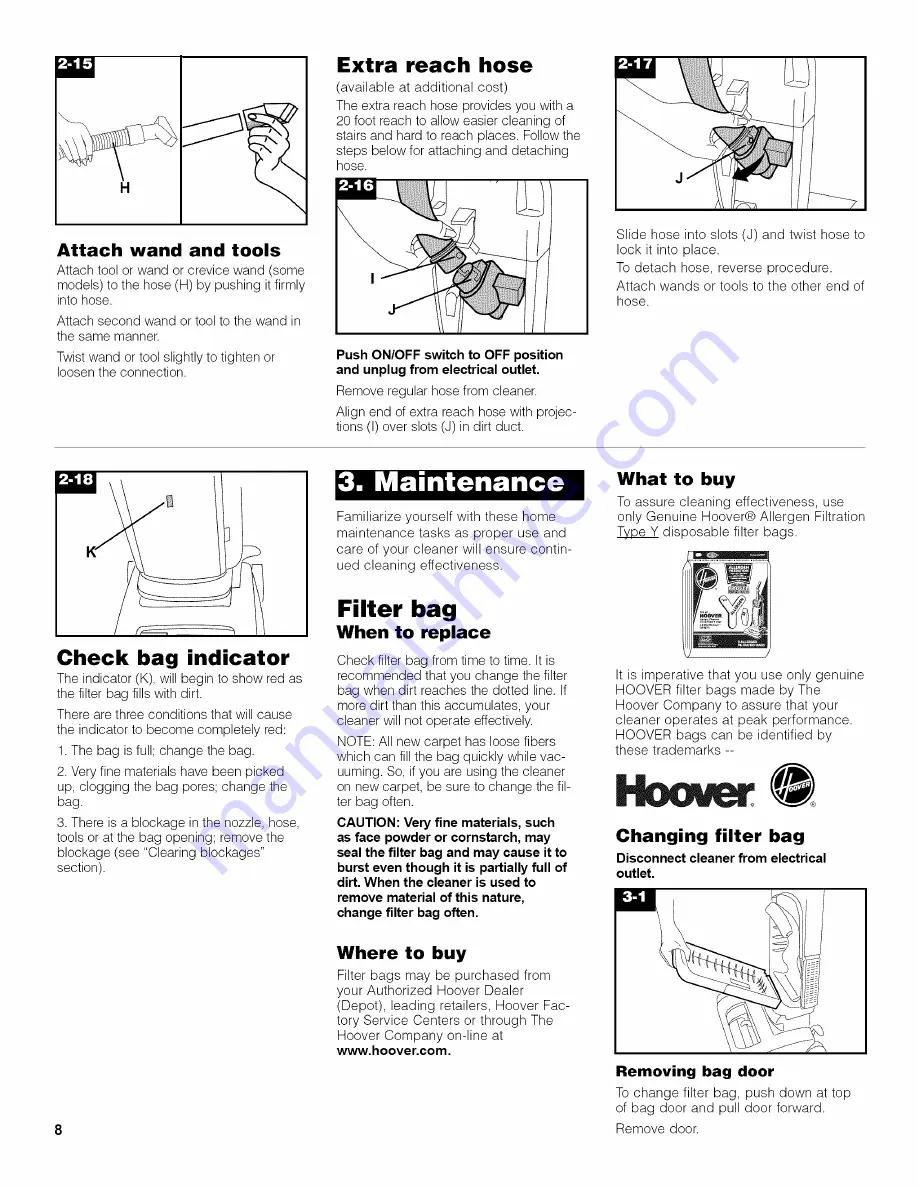 Hoover Bagged Tempo U5145-900 Owner'S Manual Download Page 8