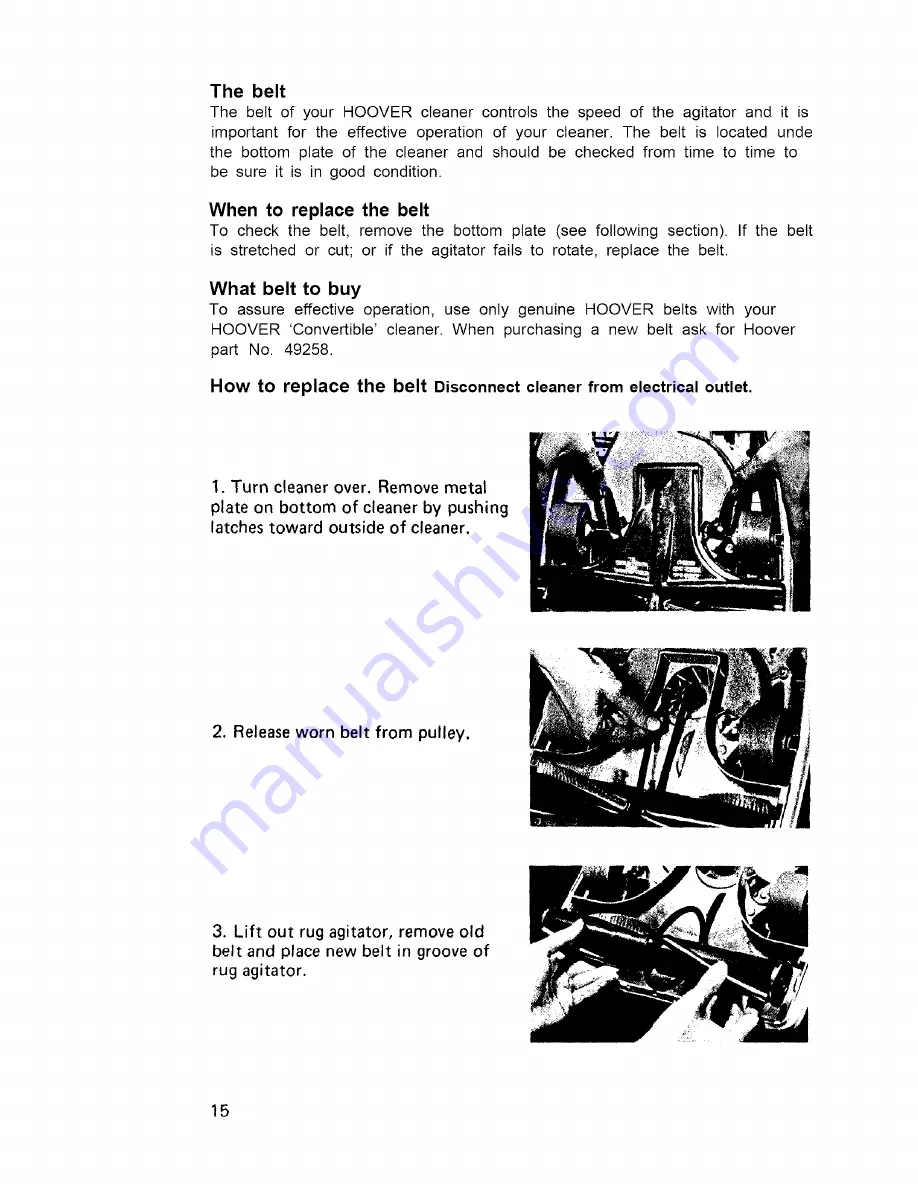 Hoover Convertible U4037 Owner'S Manual Download Page 16