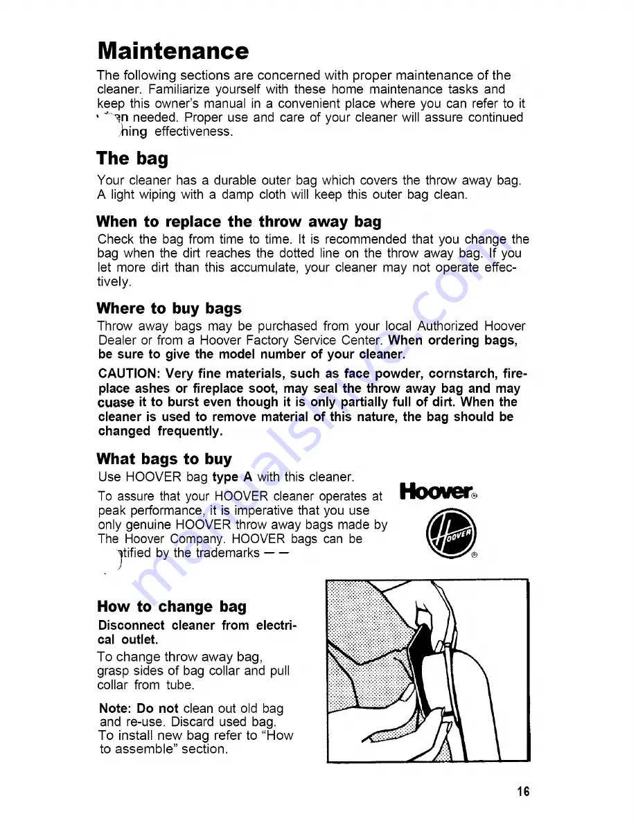 Hoover Convertible U4101001 Owner'S Manual Download Page 17