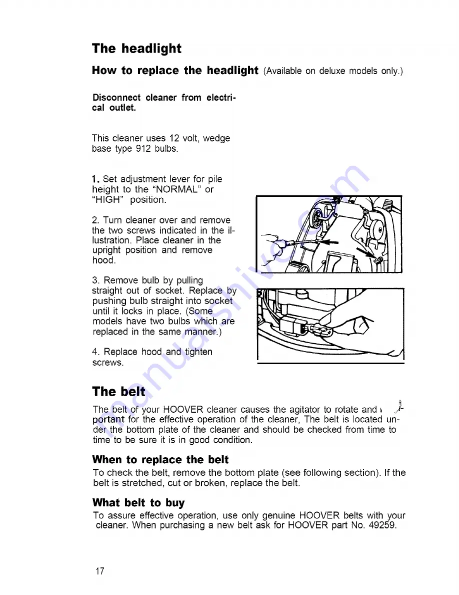 Hoover Convertible U4101001 Owner'S Manual Download Page 18