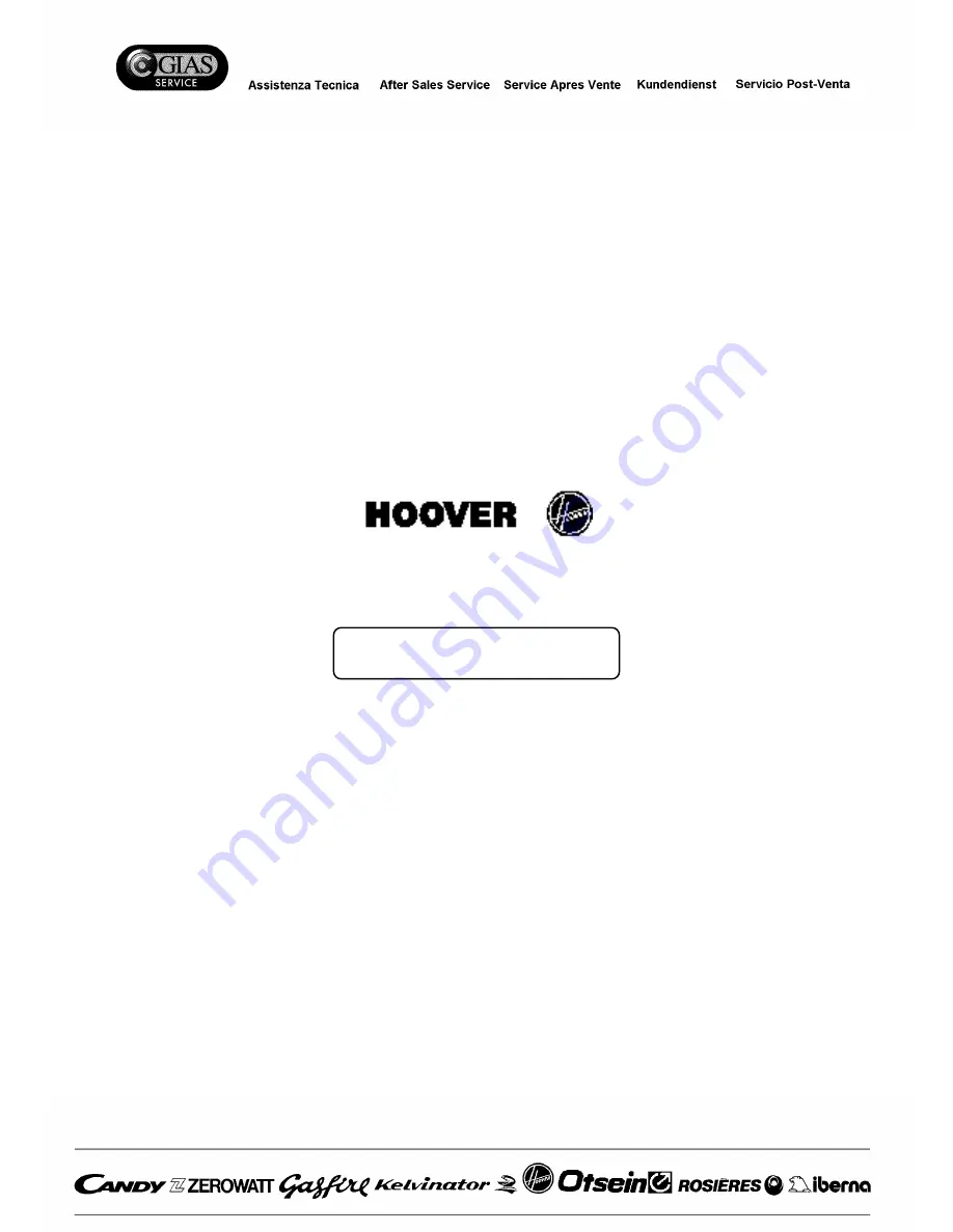 Hoover SE160 E Service Manual Download Page 1