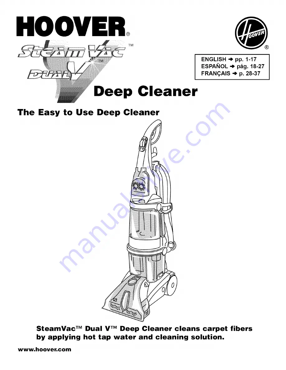 Hoover SteamVac Dual F7205-900 Owner'S Manual Download Page 1