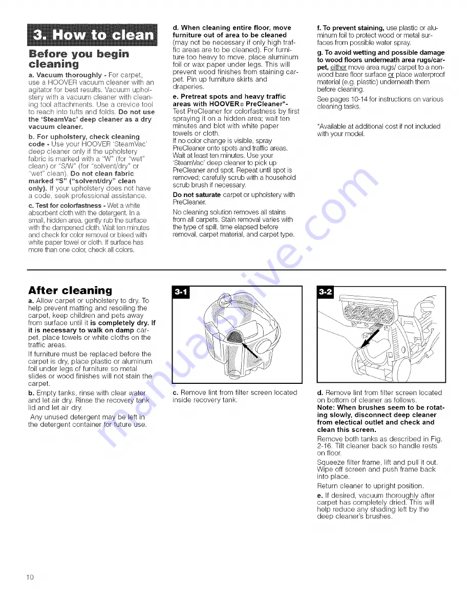 Hoover SteamVac Dual F7205-900 Owner'S Manual Download Page 10