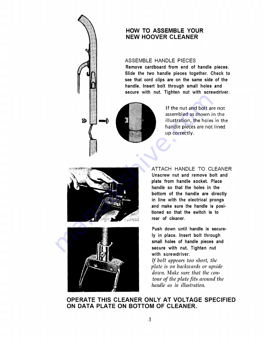 Hoover U4003 Owner'S Manual Download Page 3