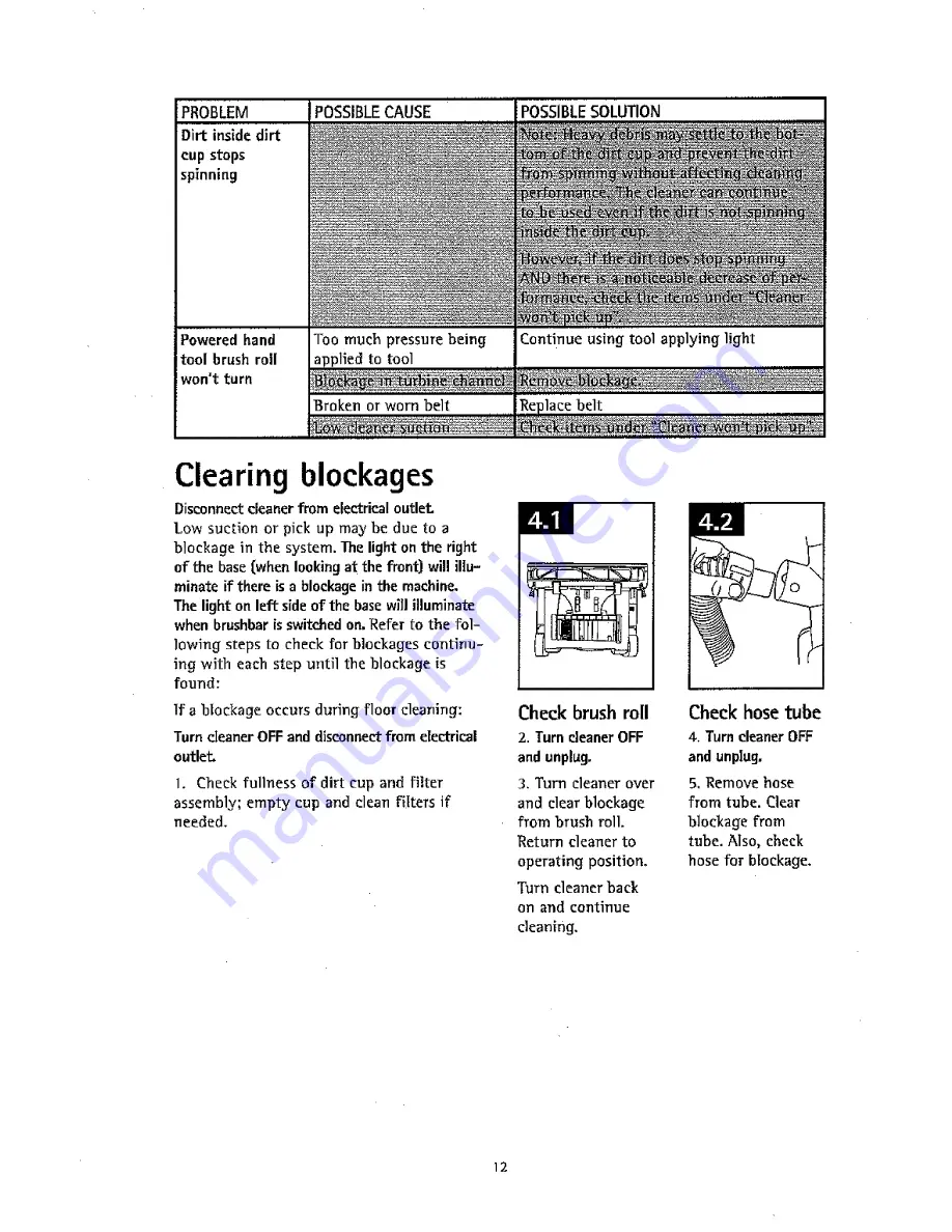 Hoover U5184-900 - Whisper Cyclonic Upright Vacuum Owner'S Manual Download Page 12