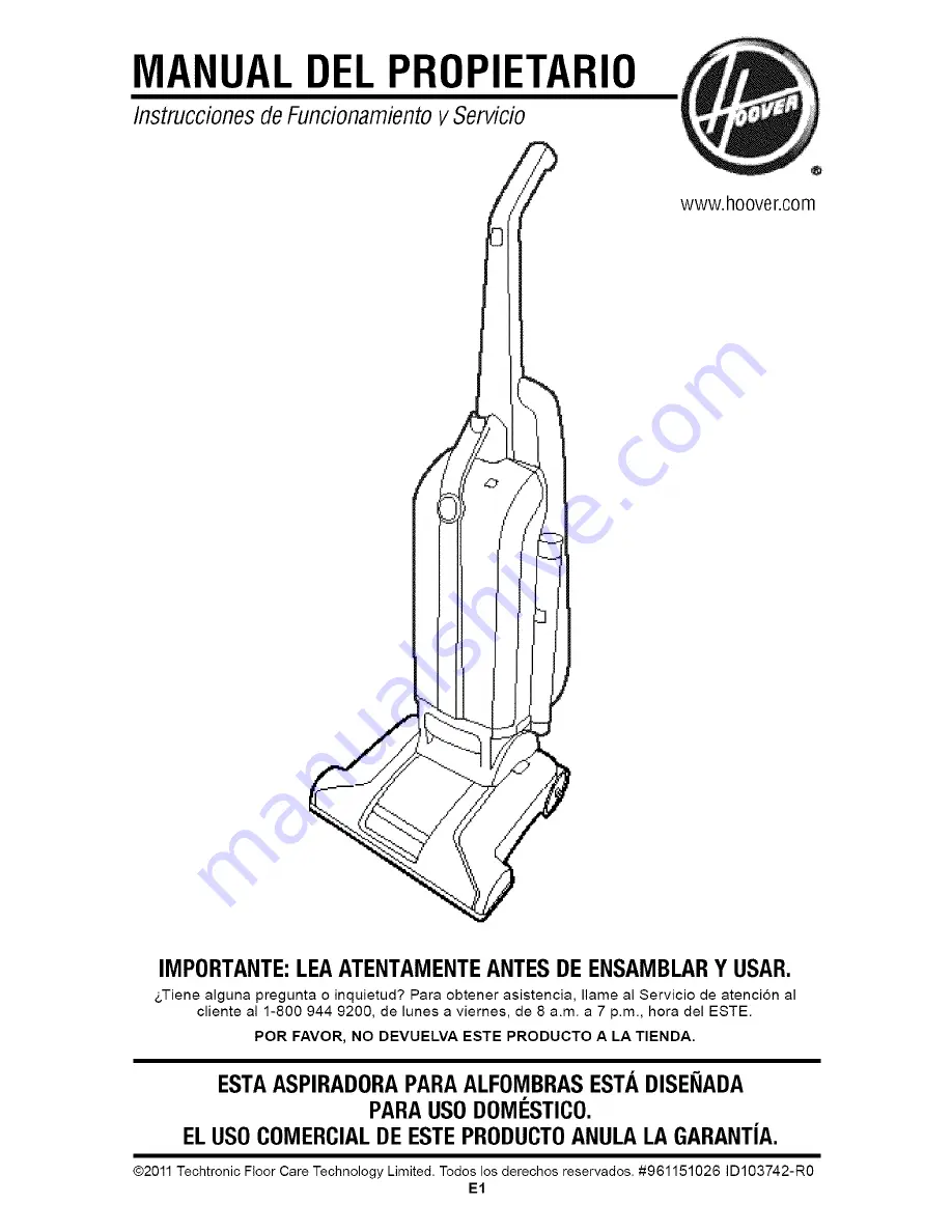 Hoover UH30308 Скачать руководство пользователя страница 15