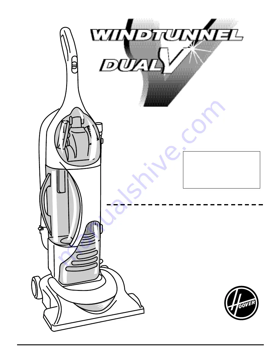 Hoover WindTunnel Dual V Owner'S Manual Download Page 1