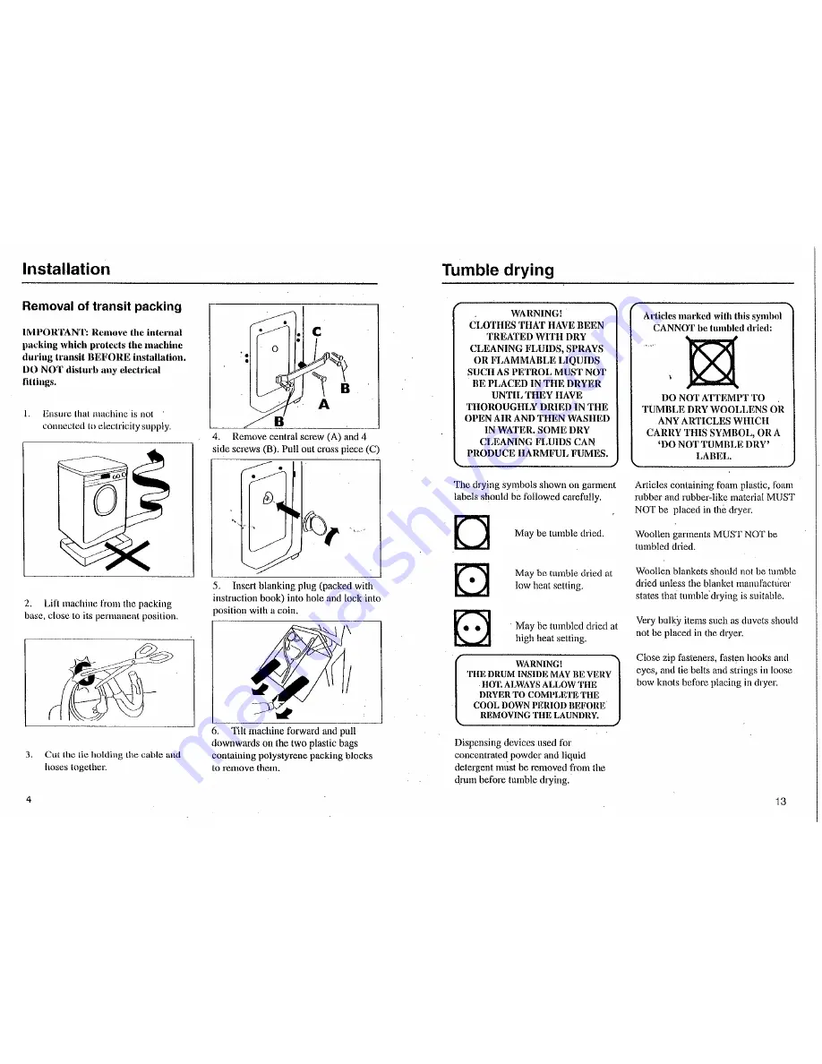 Hoover WS 130 User Manual Download Page 4