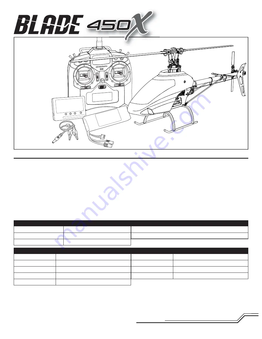 Horizon Hobby Blade 450 X Instruction Manual Download Page 3