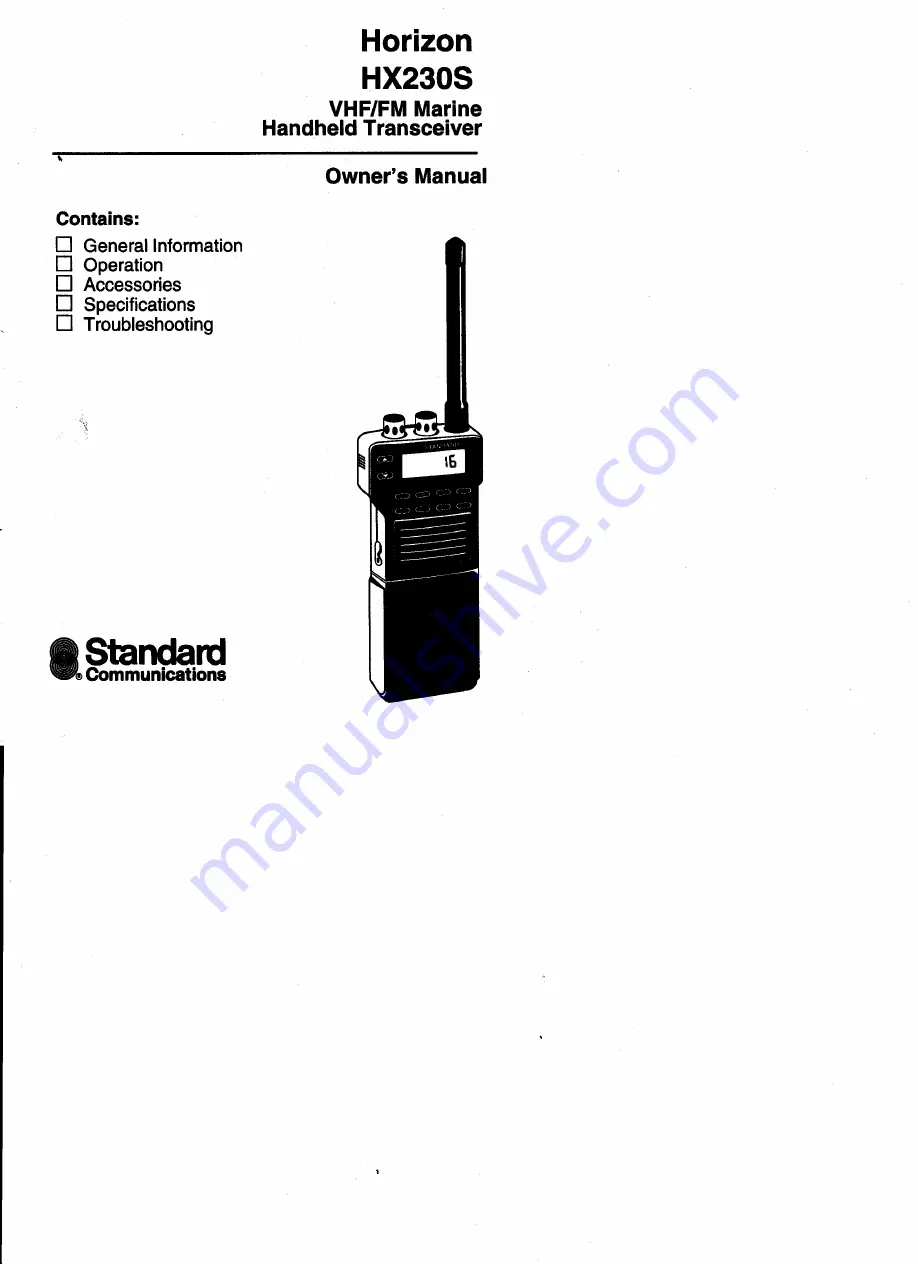 Horizont HX230S Owner'S Manual Download Page 1