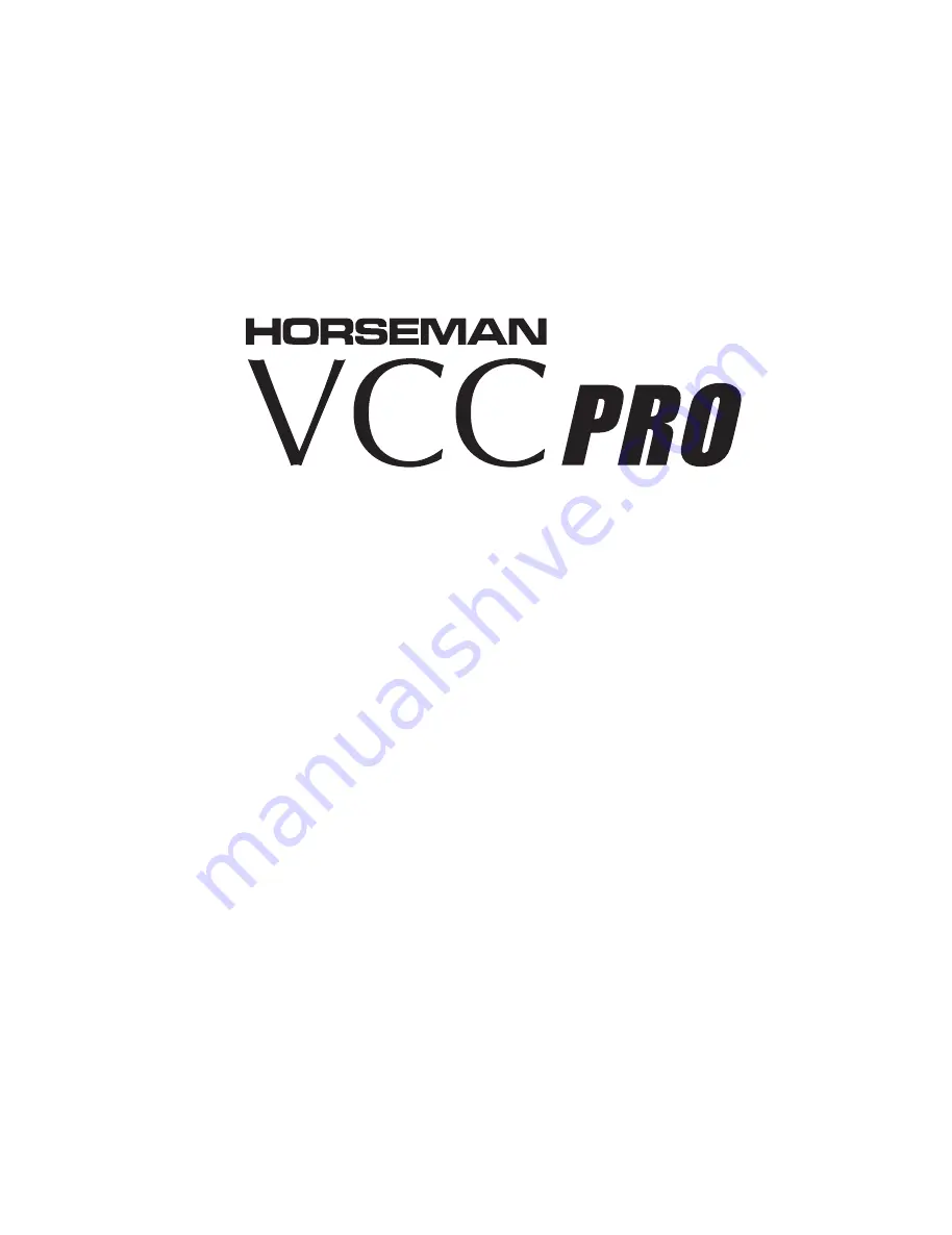 Horseman VCC Pro Скачать руководство пользователя страница 1