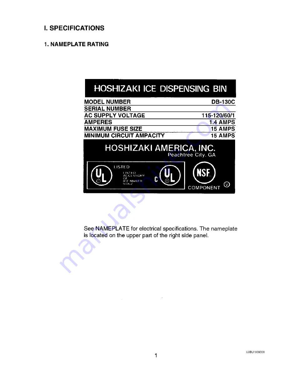 Hoshizaki DB-130C Service Manual Download Page 5