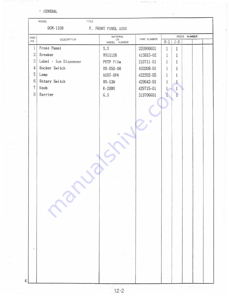 Hoshizaki DCM-110B Parts List Download Page 24