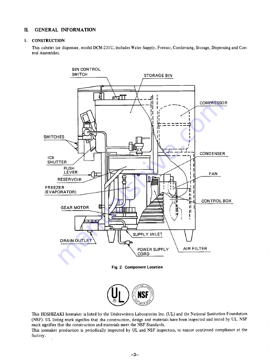 Hoshizaki DCM-231U Скачать руководство пользователя страница 9