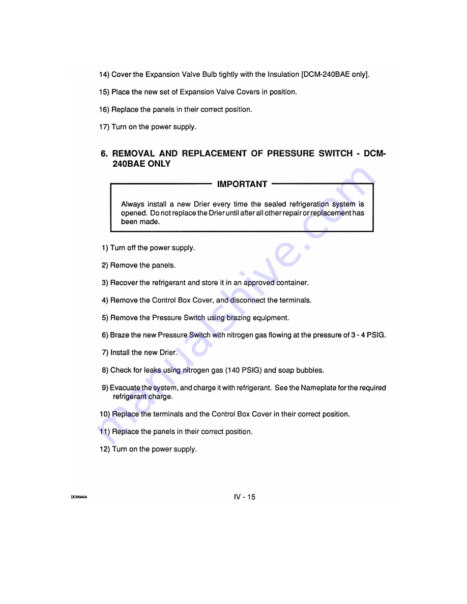 Hoshizaki DCM-240 Service Manual Download Page 68