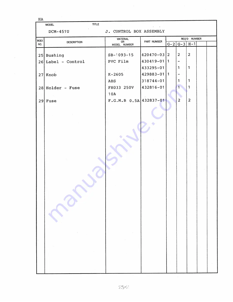 Hoshizaki DCM-451U Parts List Download Page 46