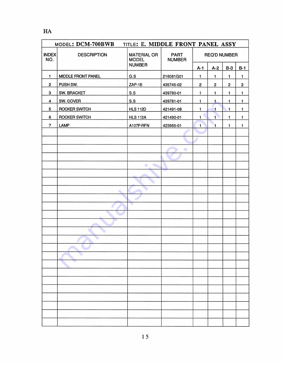 Hoshizaki DCM-700BWB Parts List Download Page 29