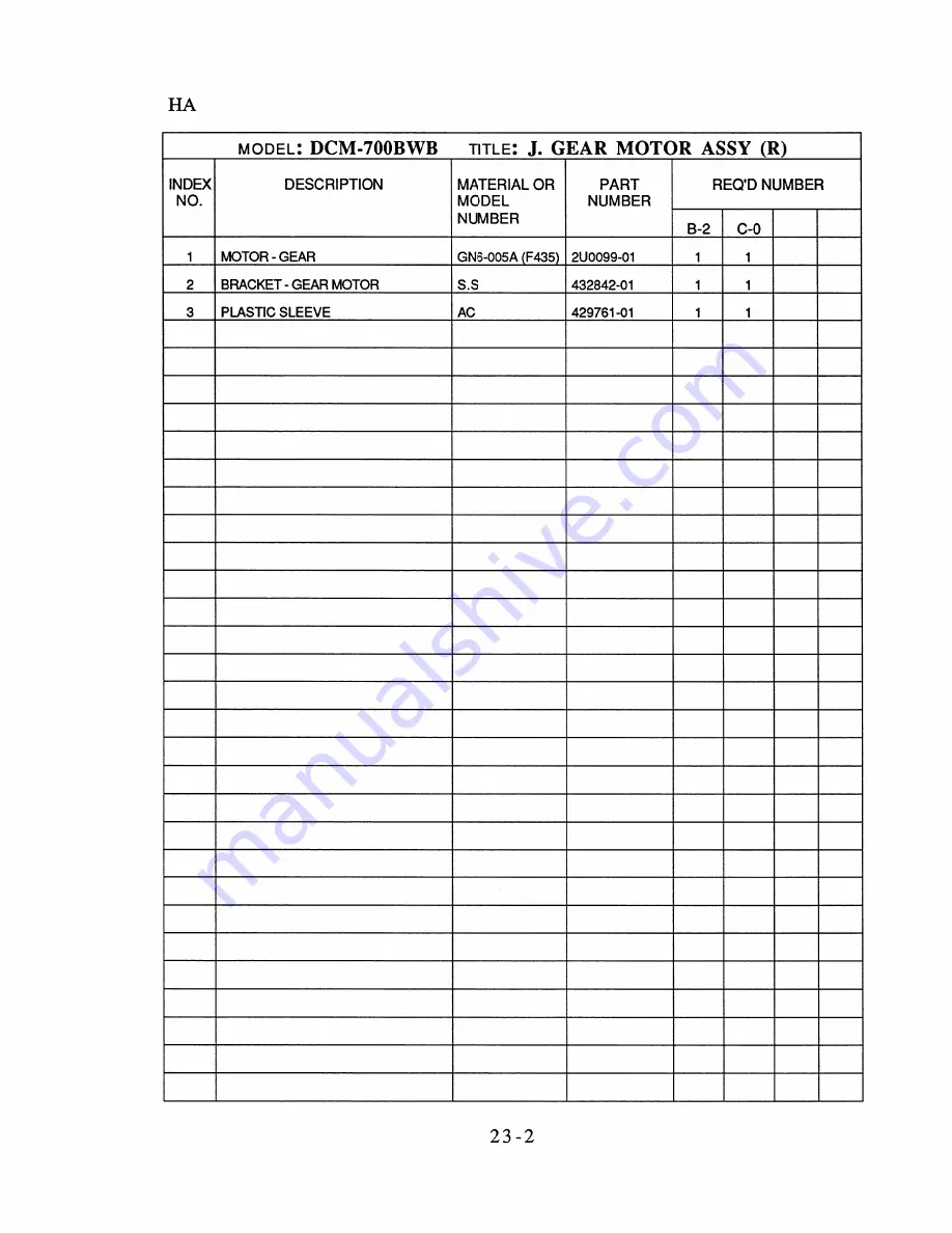 Hoshizaki DCM-700BWB Parts List Download Page 42