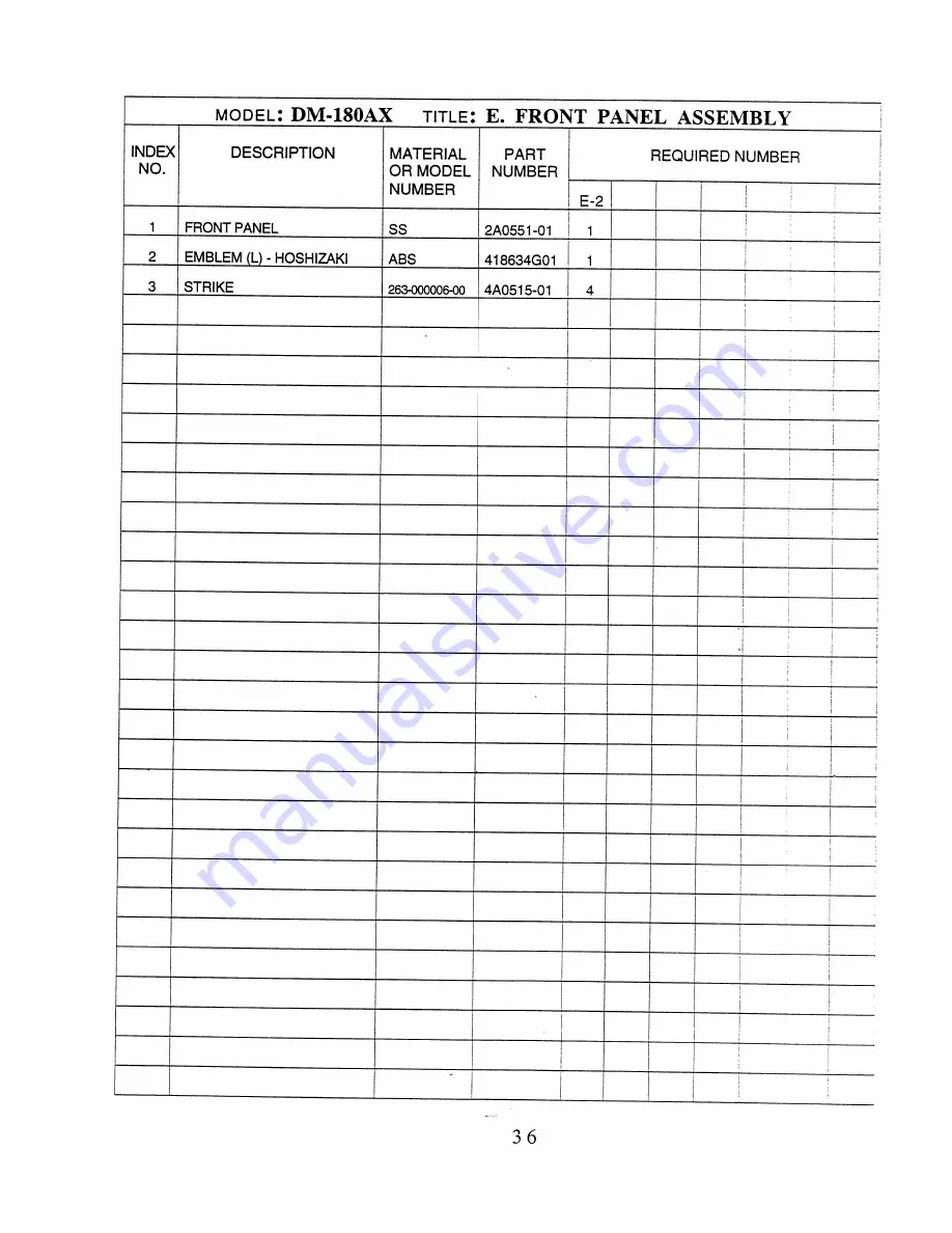 Hoshizaki DM-180A Parts List Download Page 40