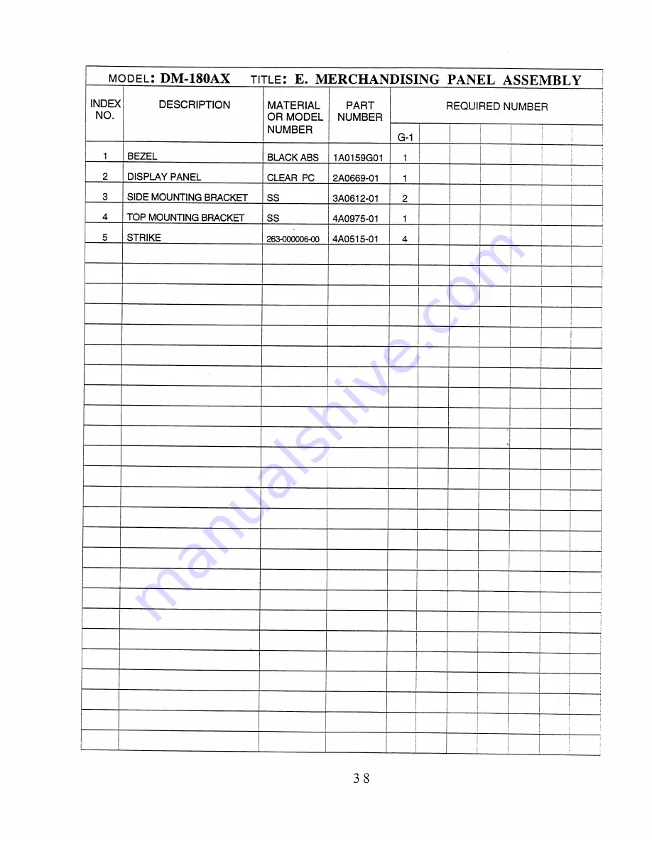 Hoshizaki DM-180A Parts List Download Page 42