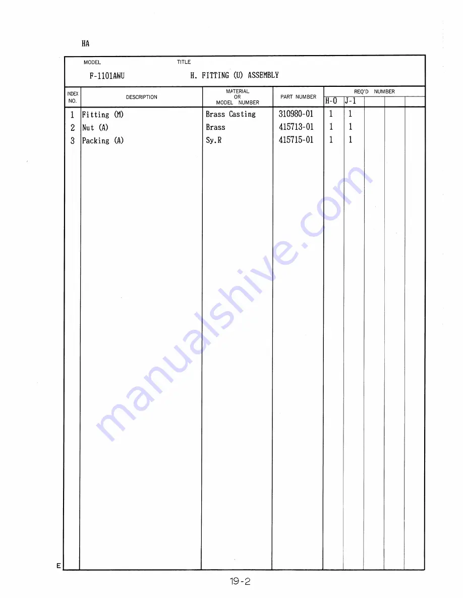 Hoshizaki F-1101AWU Parts List Download Page 42