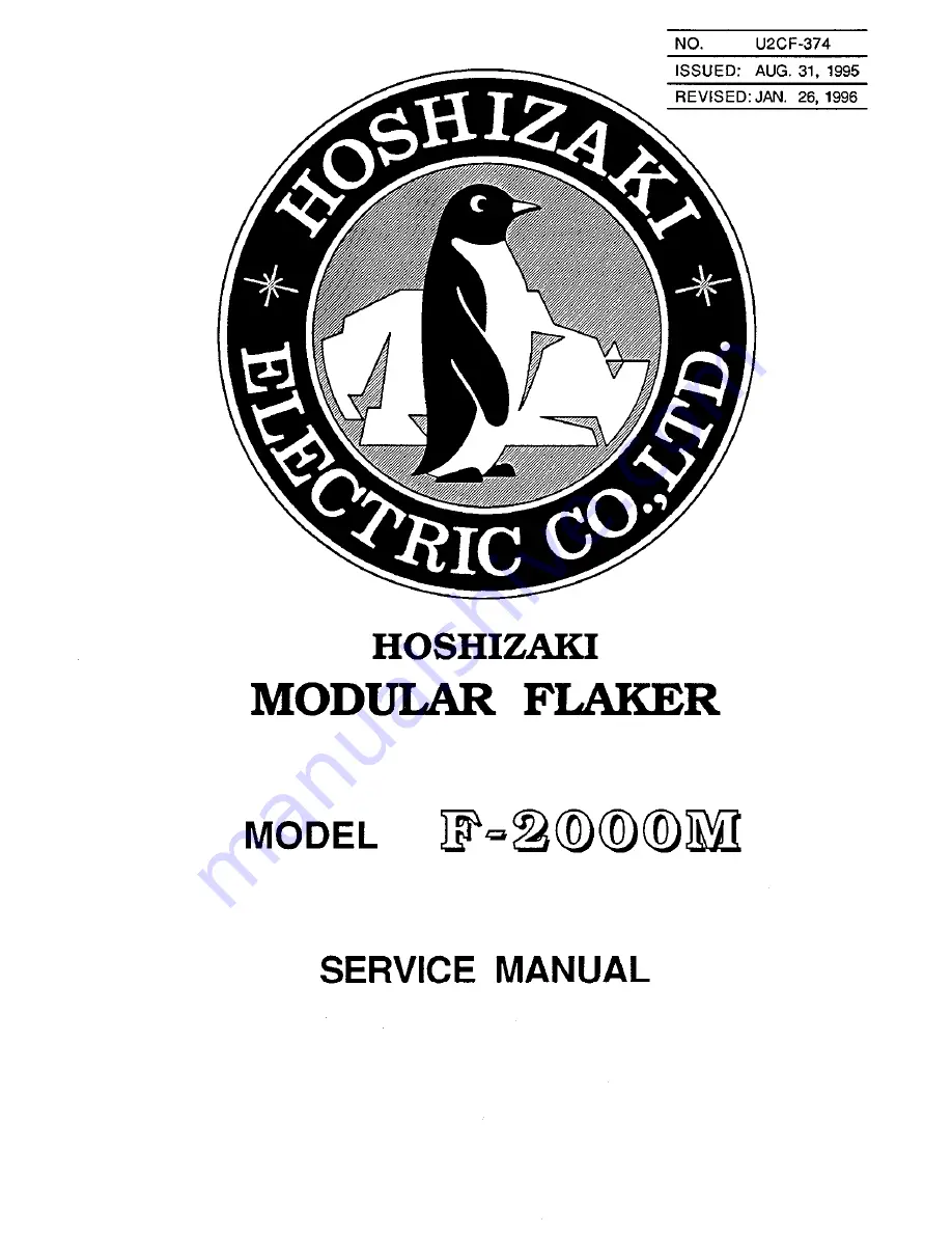 Hoshizaki F-2000M Service Manual Download Page 1