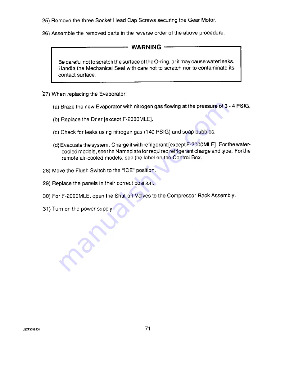 Hoshizaki F-2000M Service Manual Download Page 77