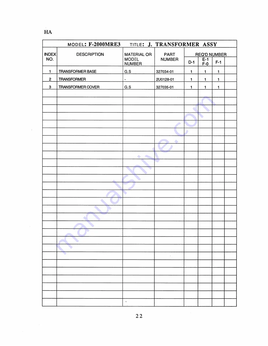 Hoshizaki F-2000MRE Parts List Download Page 27