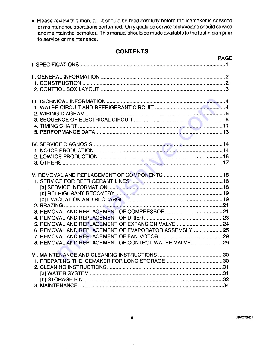 Hoshizaki F-250BAE Service Manual Download Page 3