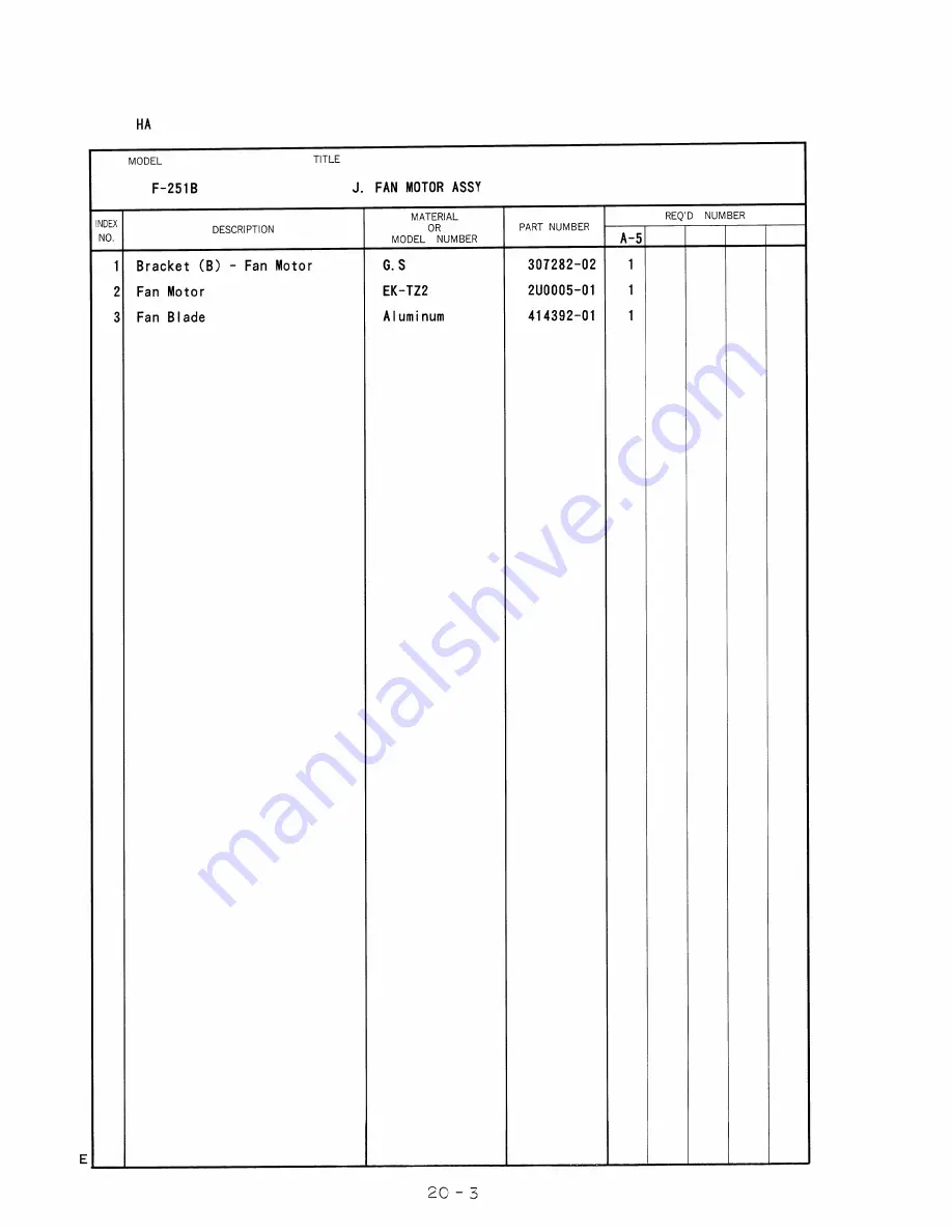 Hoshizaki F-251B Parts List Download Page 59