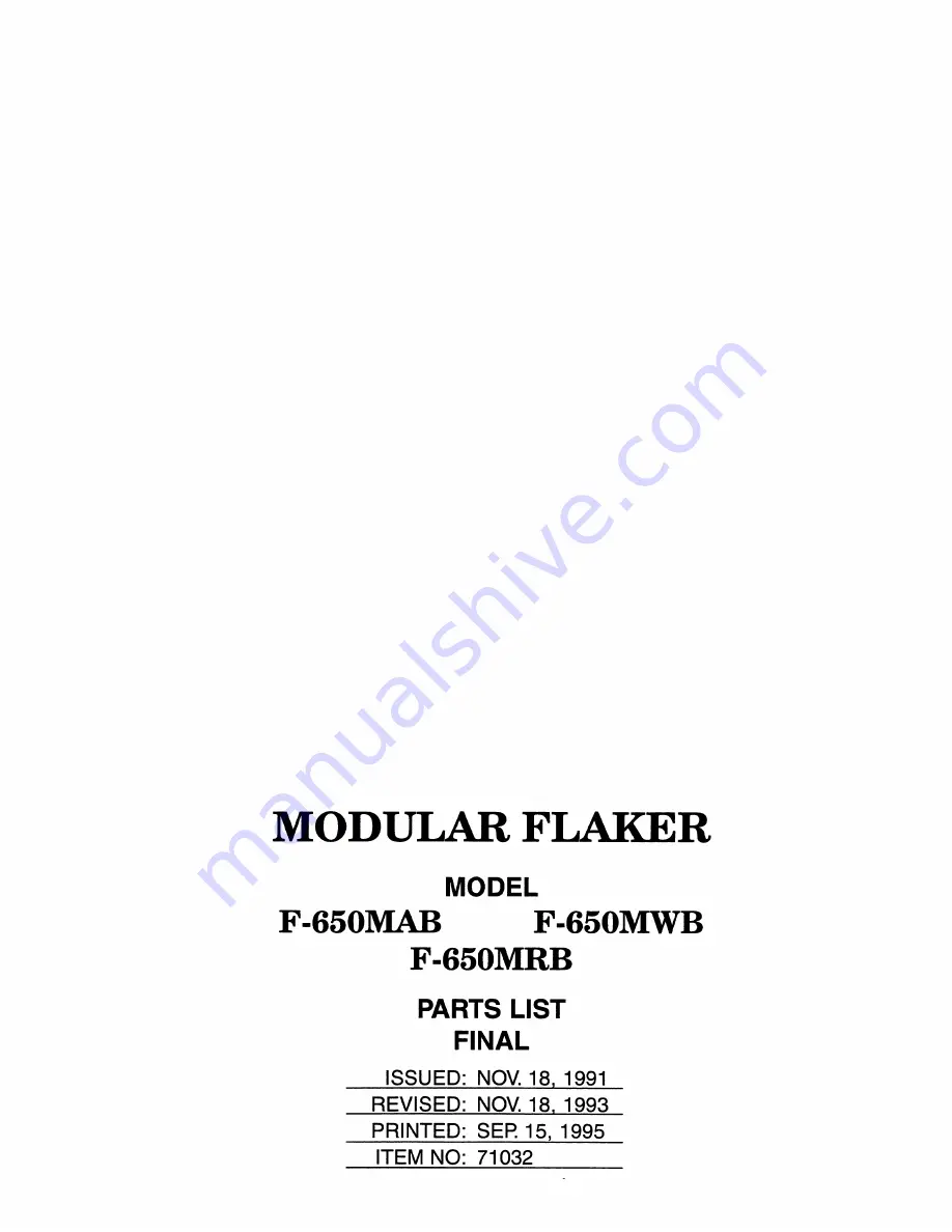 Hoshizaki F-650MAB Parts List Download Page 45