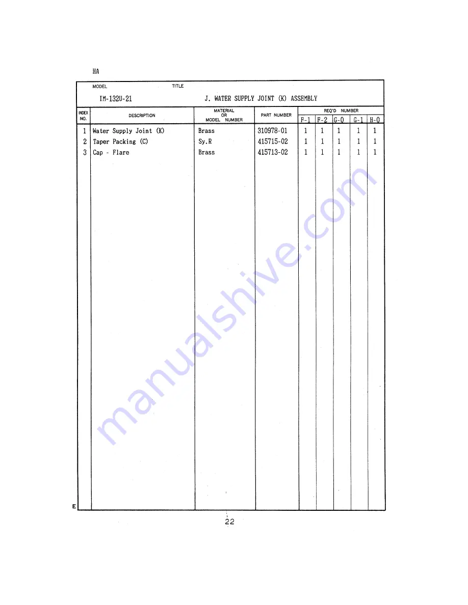 Hoshizaki IM-132U-21 Parts List Download Page 27