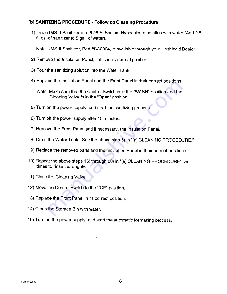 Hoshizaki KM-1200SAE Service Manual Download Page 65