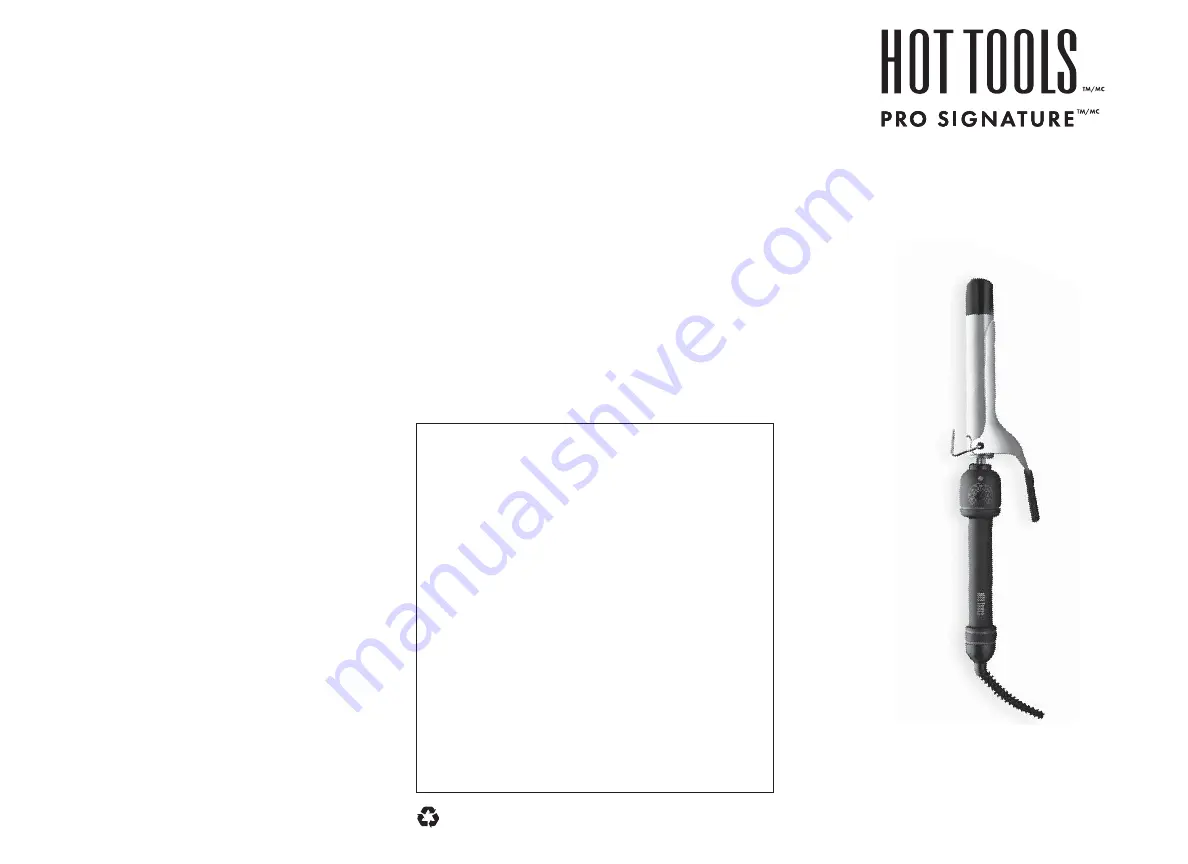 HOT TOOLS PRO SIGNATURE HTIR1575F Скачать руководство пользователя страница 1