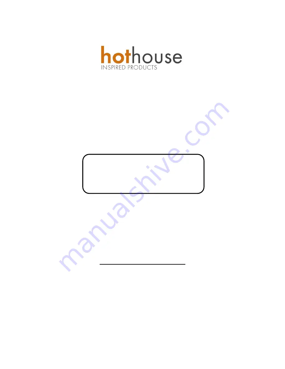 HotHouse HD18Bi Installation And Operating Instructions Manual Download Page 1