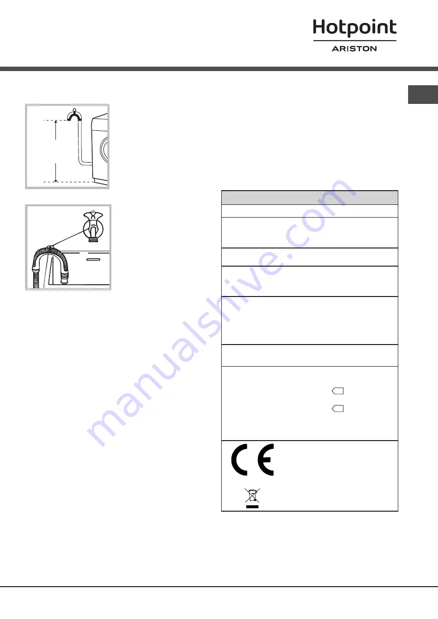 Hotpoint Ariston AQUALTIS AQ116D 49D Instructions For Installation And Use Manual Download Page 15