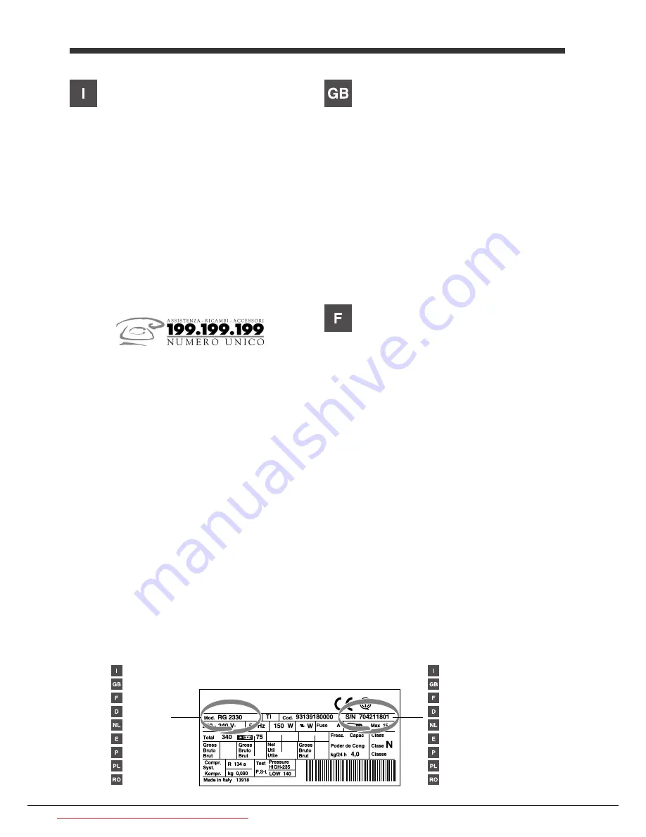 Hotpoint Ariston EBLHxxxxxF Series Скачать руководство пользователя страница 3