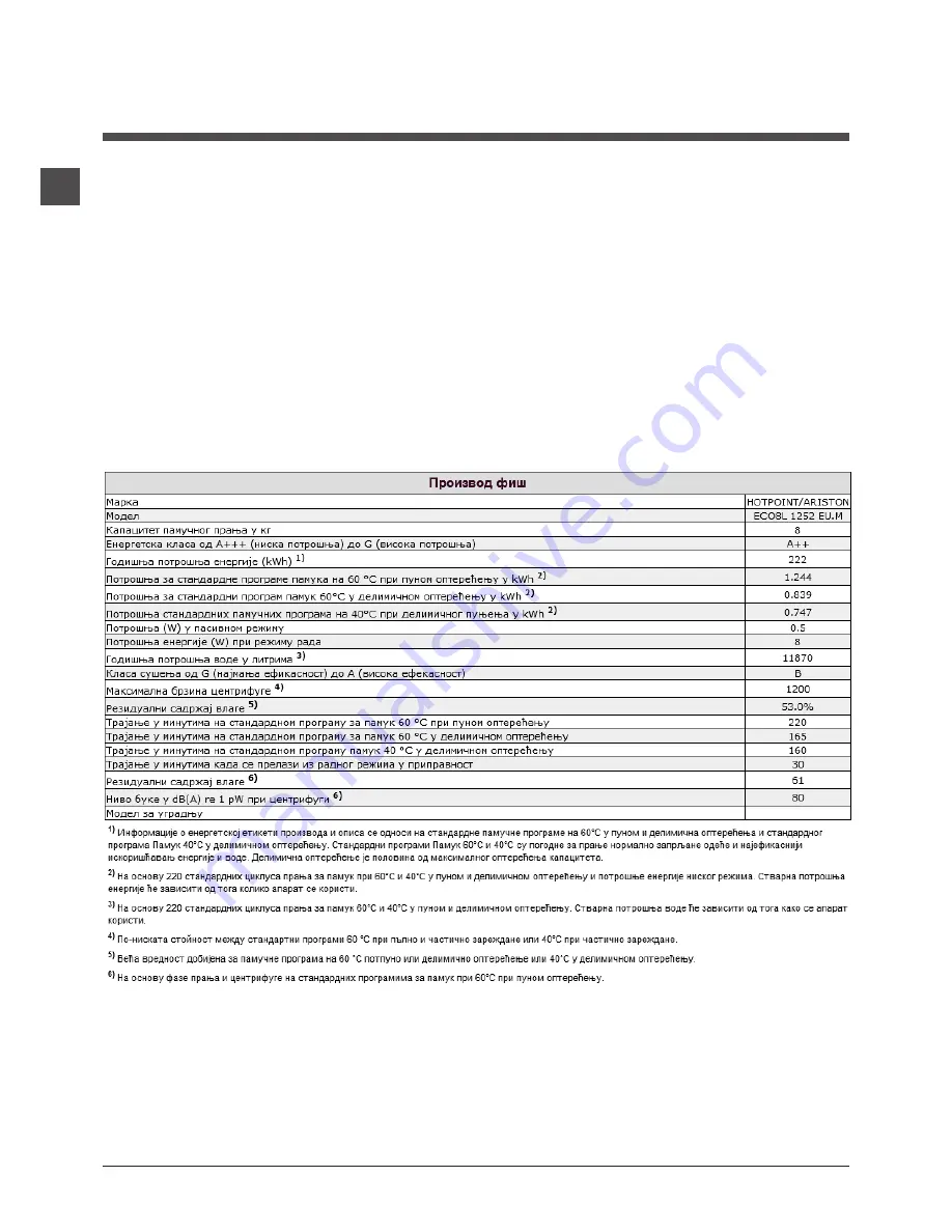 Hotpoint Ariston ECO8L 1252 Скачать руководство пользователя страница 48