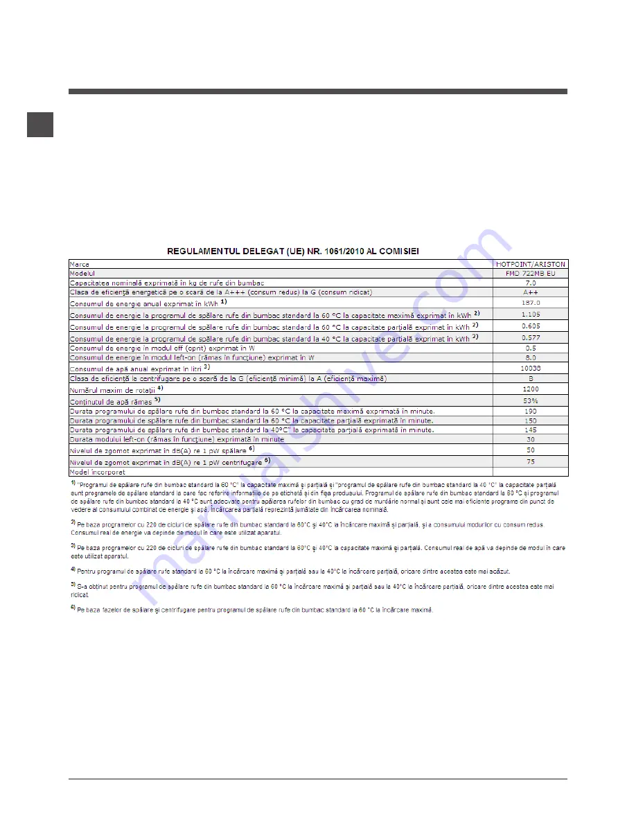 Hotpoint Ariston FMD 722 Instructions For Use Manual Download Page 48