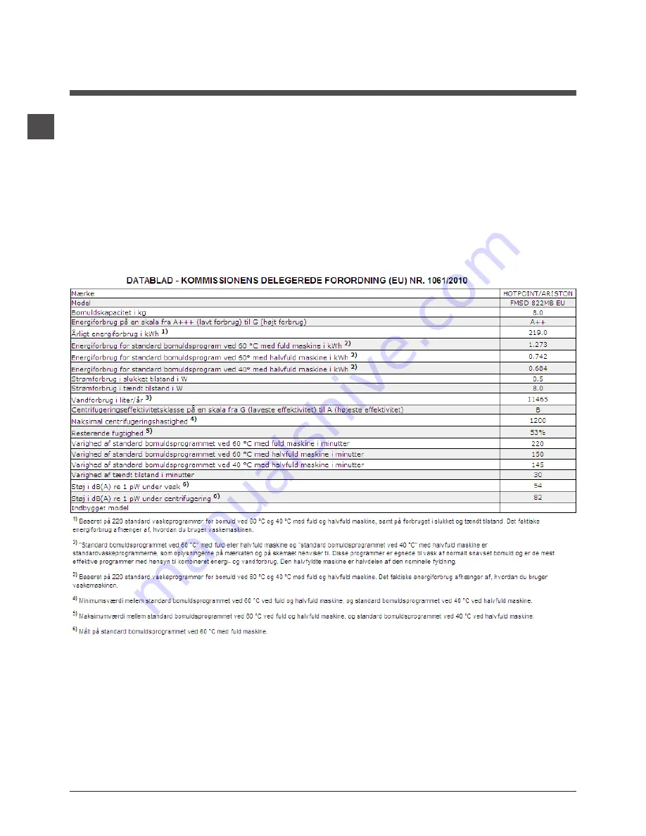 Hotpoint Ariston FMSD 822 Instructions For Use Manual Download Page 72