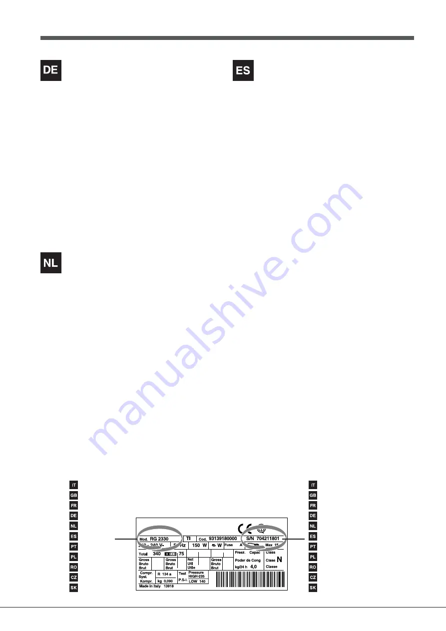 Hotpoint Ariston UPSY 17 F J Series Operating Instructions Manual Download Page 4