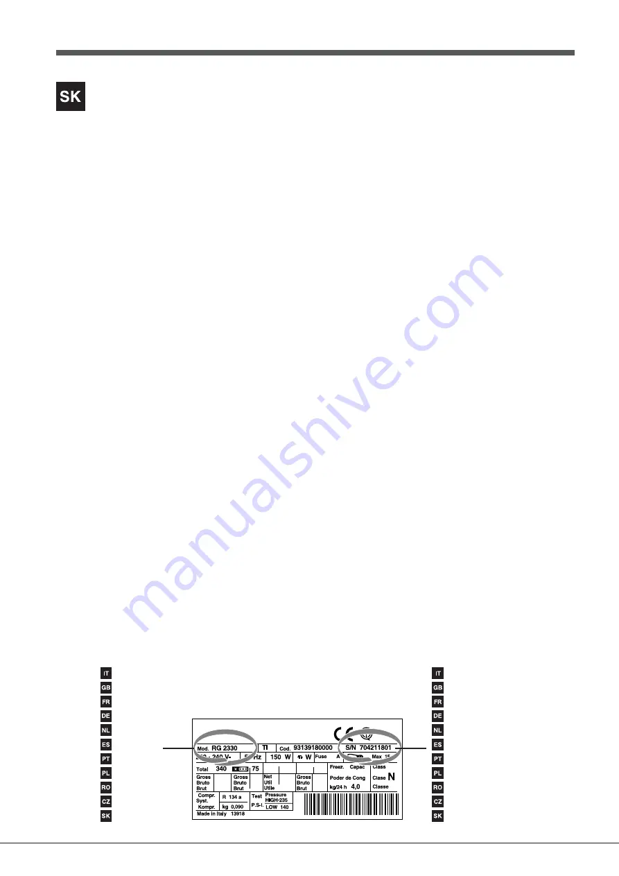 Hotpoint Ariston UPSY 17 F J Series Operating Instructions Manual Download Page 6