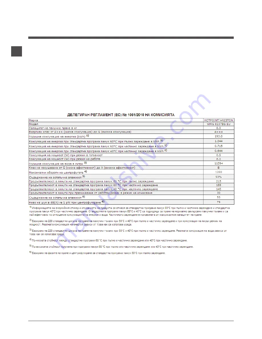 Hotpoint Ariston WMG 8237 Instructions For Use Manual Download Page 36