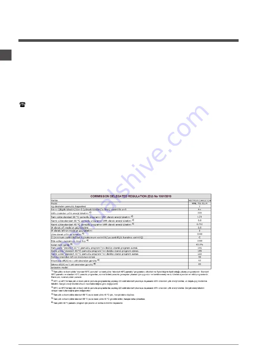 Hotpoint Ariston WML 701 Instructions For Use Manual Download Page 48