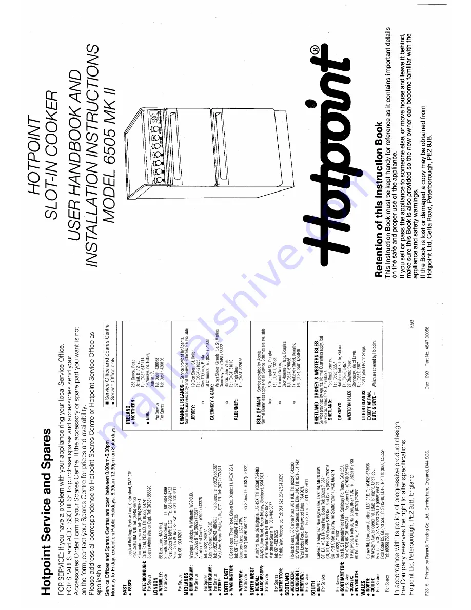 Hotpoint 6505 MK II Скачать руководство пользователя страница 1